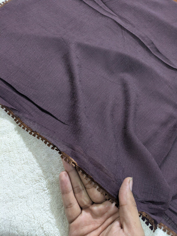 Premium Soft Lawn Hijab with Four Side Lace & Textured Fabric – 2 Yards