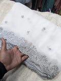 Premium Chiffon Dupatta with Two Side Silver Scallop Embroidery | Elegant Party Wear Dupatta | 2.5 Yards